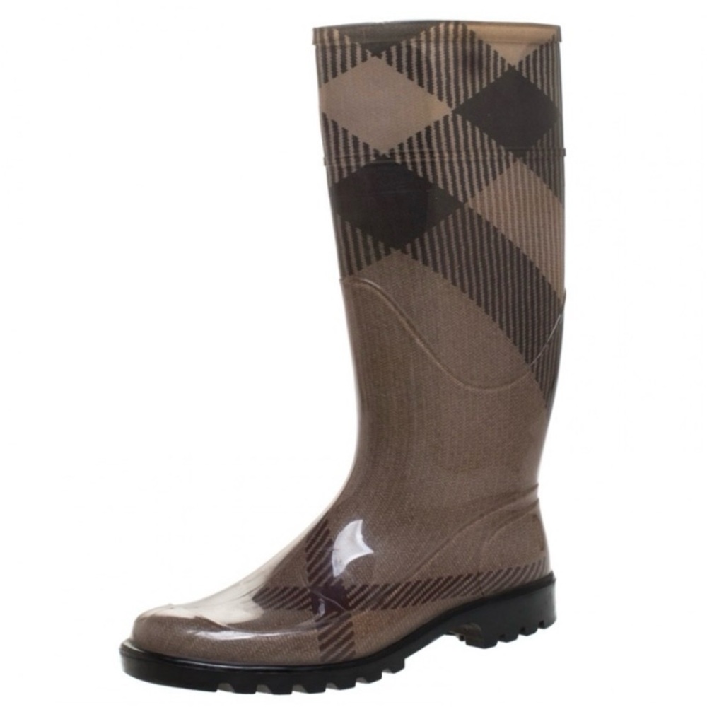 Burberry Brown Check Rain Boots - Picture 2 of 3